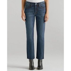 Edwin Bree Slim Straight Leg Raw Hem Jeans in Deja Blue Wash Size 26